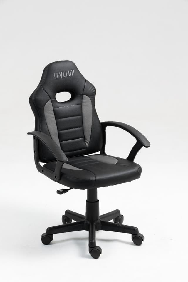 כיסא תלמיד ארגונומי לנוער עם ידיות בצבע שחור ואפור 301A-BG2 מבית LEVEL UP