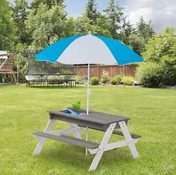 שולחן פיקניק מעץ לילדים עם שימשייה ותאי פעילות דגם פליי (94X89X50 סמ) TB2401