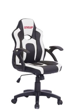 כיסא גיימינג לילדים ארגונומי עם ידיות דגם SHARK בצבע שחור ולבן G512W מבית LEVEL UP