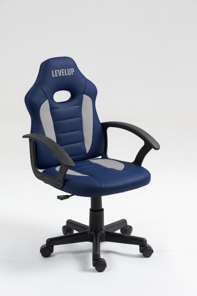 כיסא תלמיד ארגונומי לנוער עם ידיות בצבע כחול ואפור 301A-BG מבית LEVEL UP