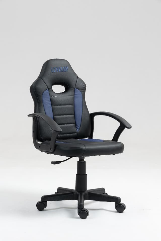 כיסא תלמיד ארגונומי לנוער עם ידיות בצבע שחור וכחול 301A-BBL מבית LEVEL UP