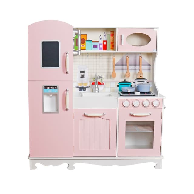 מטבח אלקטרוני אבישג מעץ לילדים ורוד W10C409E מאת בית העץ