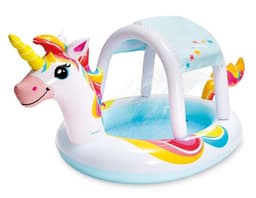 בריכה מתנפחת לילדים חד קרן+ גגון נשלף + מזרקת מים (254X132X109 סמ) 58435 מבית INTEX