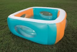 בריכה ריבועית מתנפחת כולל חלונות שקופים (168X168X56 סמ) מבית BESTWAY