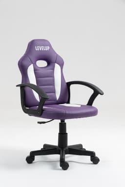 כיסא תלמיד ארגונומי לנוער עם ידיות בצבע סגול ולבן 301A-PW1 מבית LEVEL UP