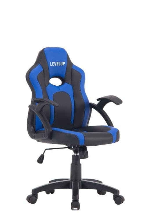 כיסא גיימינג לילדים ארגונומי עם ידיות דגם SHARK בצבע שחור וכחול G512B מבית LEVEL UP