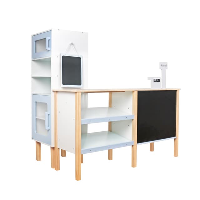 עמדת סופר עם קופה לבנה מעץ לילדים W10A181 מאת בית העץ