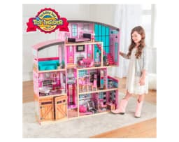 בית בובות אלקטרוני ענק עשוי עץ, גובה 136 ס"מ עם מעלית - דגם ונציה