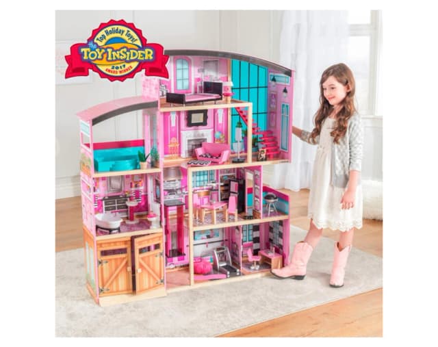 בית בובות אלקטרוני ענק עשוי עץ, גובה 136 ס"מ עם מעלית - דגם ונציה