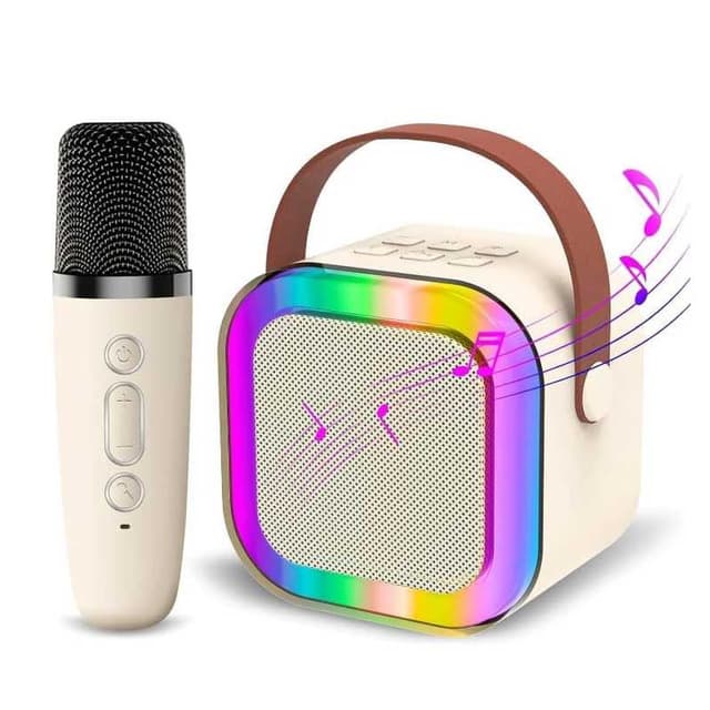 בידורית קריוקי קומפקטית עם מיקרופון אלחוטי ותאורה