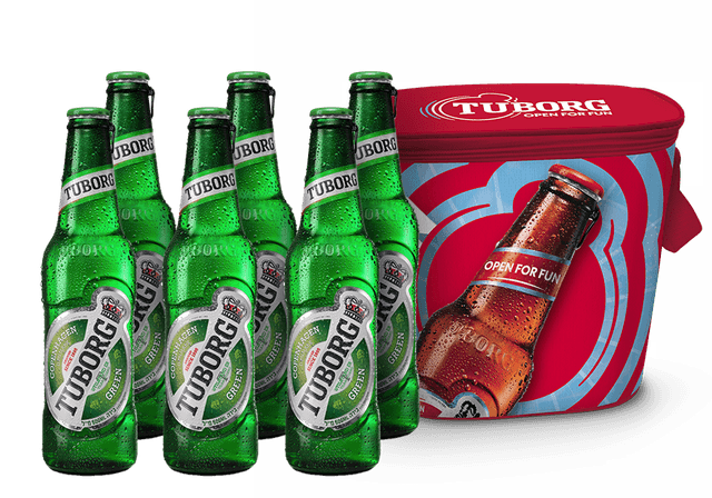 שישיית בירה טובורג גרין בק' 330 מ"ל + צידנית