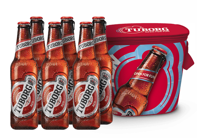 שישיית בירה טובורג אדום בק' 330 מ"ל + צידנית