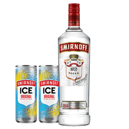 וודקה סמירנוף אדום ליטר + זוג סמירנוף אייס פחית 250 מ"ל