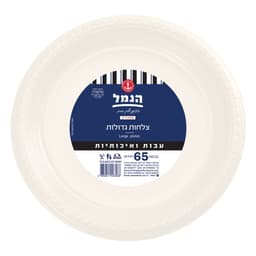 צלחות קלאסי גדול לבן 65 יח