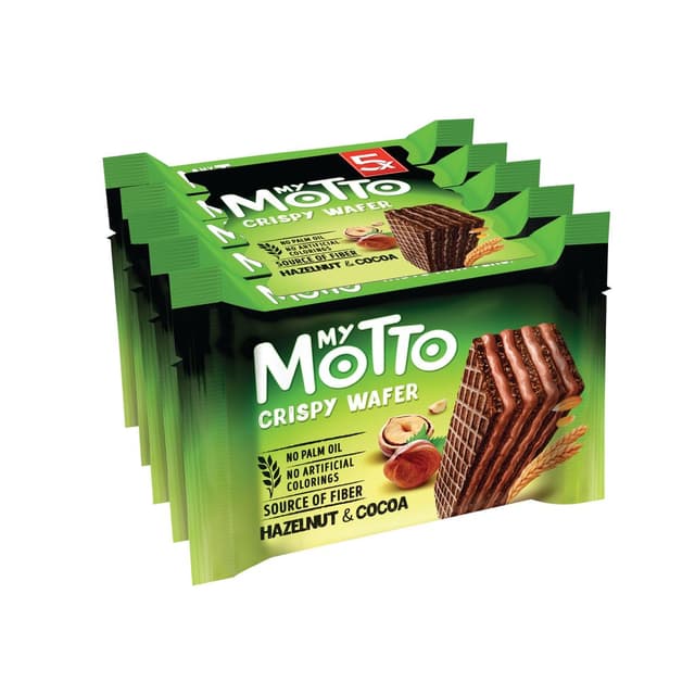 מוטו - וופלים קרם אגוז לוז וקקאו 34 גרם * מארז חמישייה