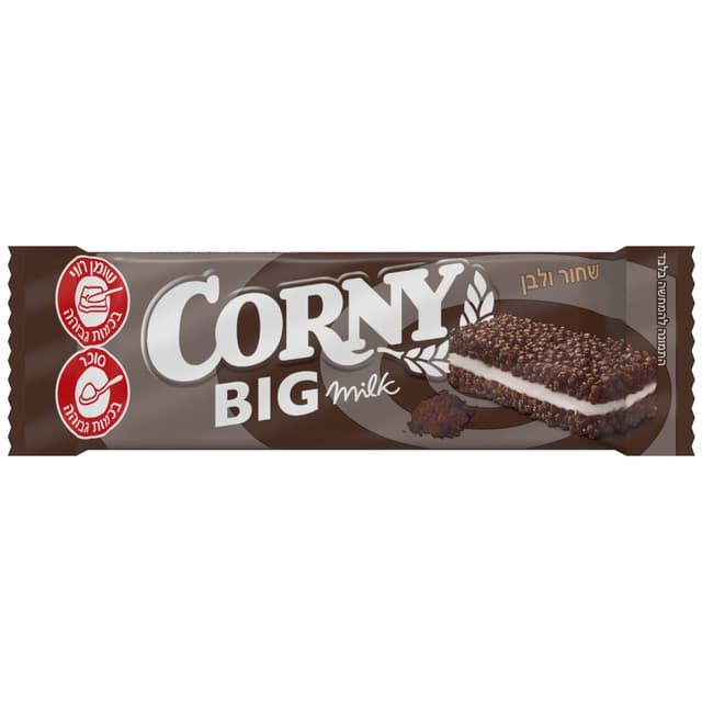 קורני ביג חטיף דגנים בטעם שוקולד עם 30% מילוי קרם חלב