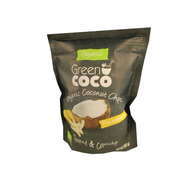 גרין קוקו חטיף קוקוס ואננס אורגני 80 גרם