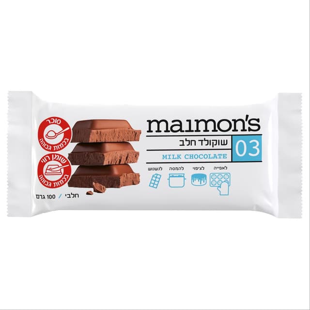 טבלת שוקולד חלב 100 ג' מימונס