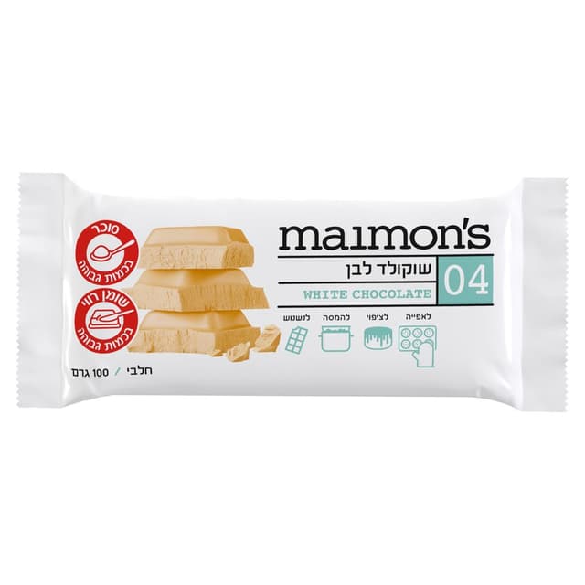 טבלת שוקולד לבן 100 ג' מימונס