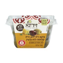 מיקס זית ירוק וזית קלמטה ללא גלעין עם שמן זית 190 ג' זיתא