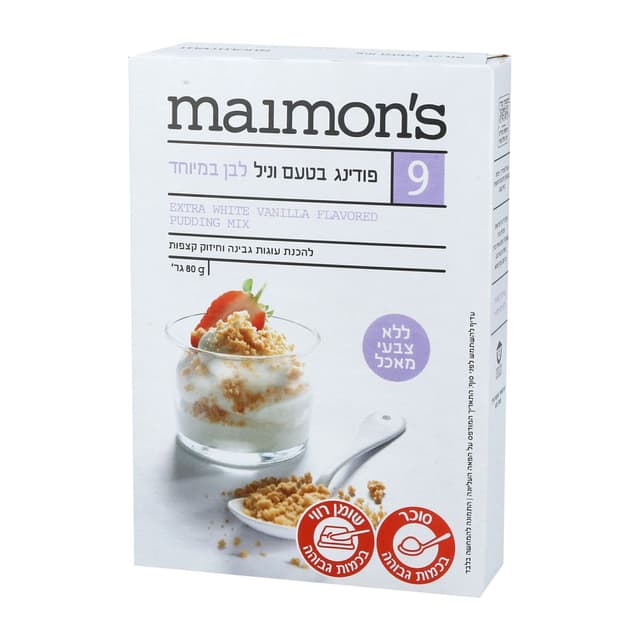 פודניג בטעם וניל לבן במיוחד מימונס 80 ג'