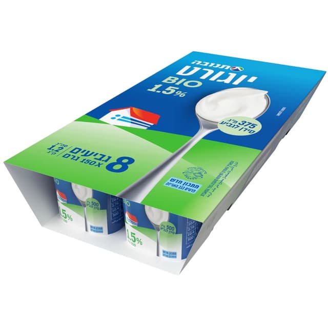 מאגדת יוגורט ביו 1.5% שומן 8 יח' *150 ג' תנובה