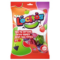 לוקיטוס סוכריות על מקל בטעם פירות 120 גר