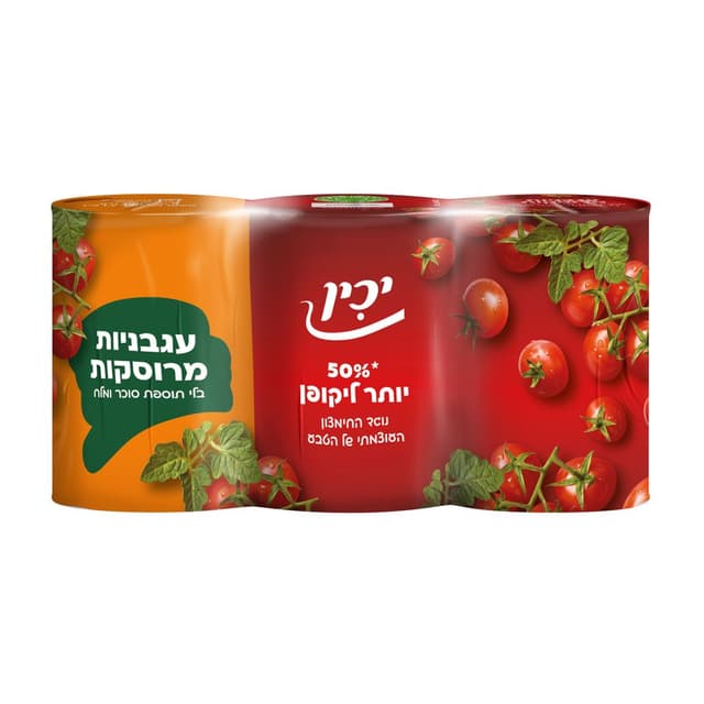 עגבניות מרוסקות 100% 3*400גר יכין A1.