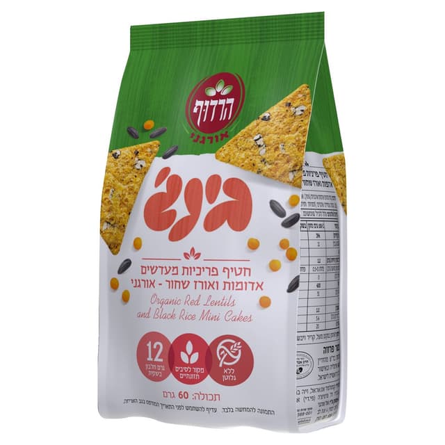 חטיף בינג עדשים ואורז  לל"ג אורגני 60 גר