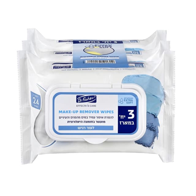 ד"ר פישר - אפקטיב קר מגבוני הסרת איפור אקסטרה סופט לעור רגיש מארז שלישייה * 30 יח'