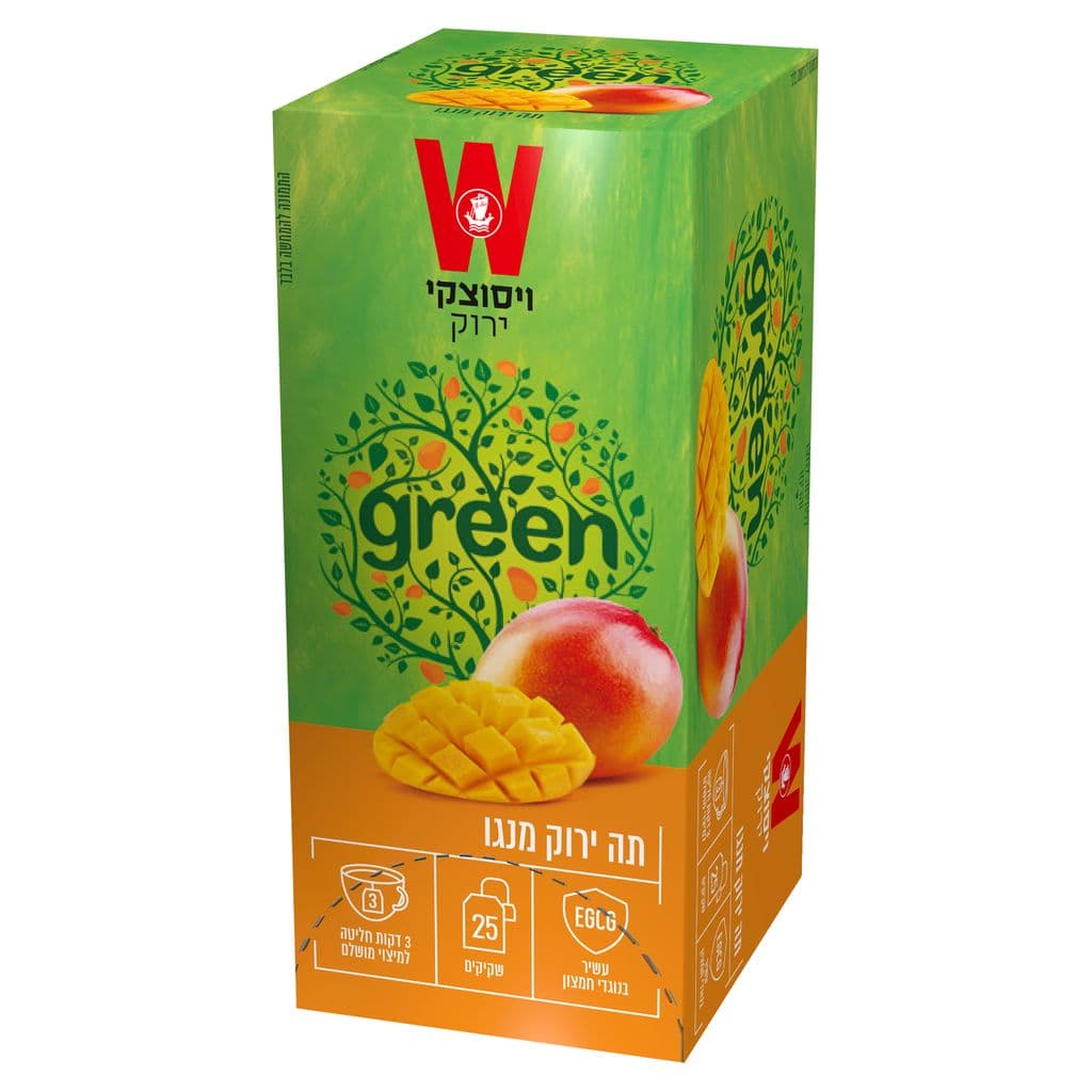 תה ירוק מנגו 25 שקיקים 38ג'' ויסוצקי