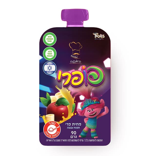טרולים מחית פרי תפוח ובננה 90 גר`