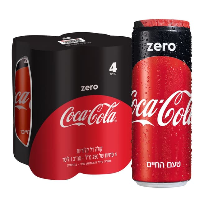 מארז רביעיית פחיות קוקה קולה זירו 250מ