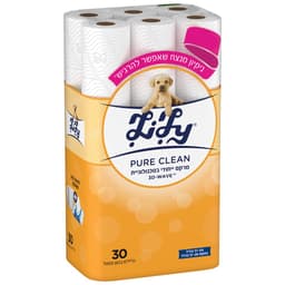 לילי - נייר טואלט פיור קלין פסטל 30 גלילים