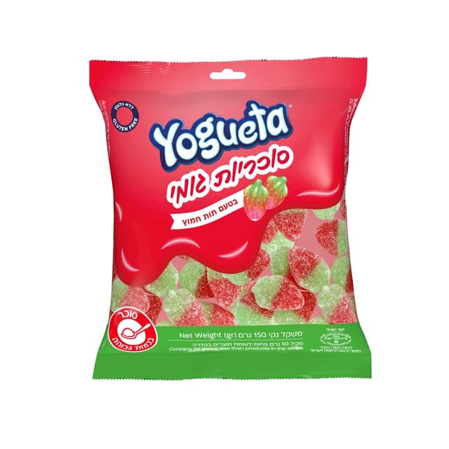 יוגטה - גומי תות חמוץ מסוכר 150 גרם