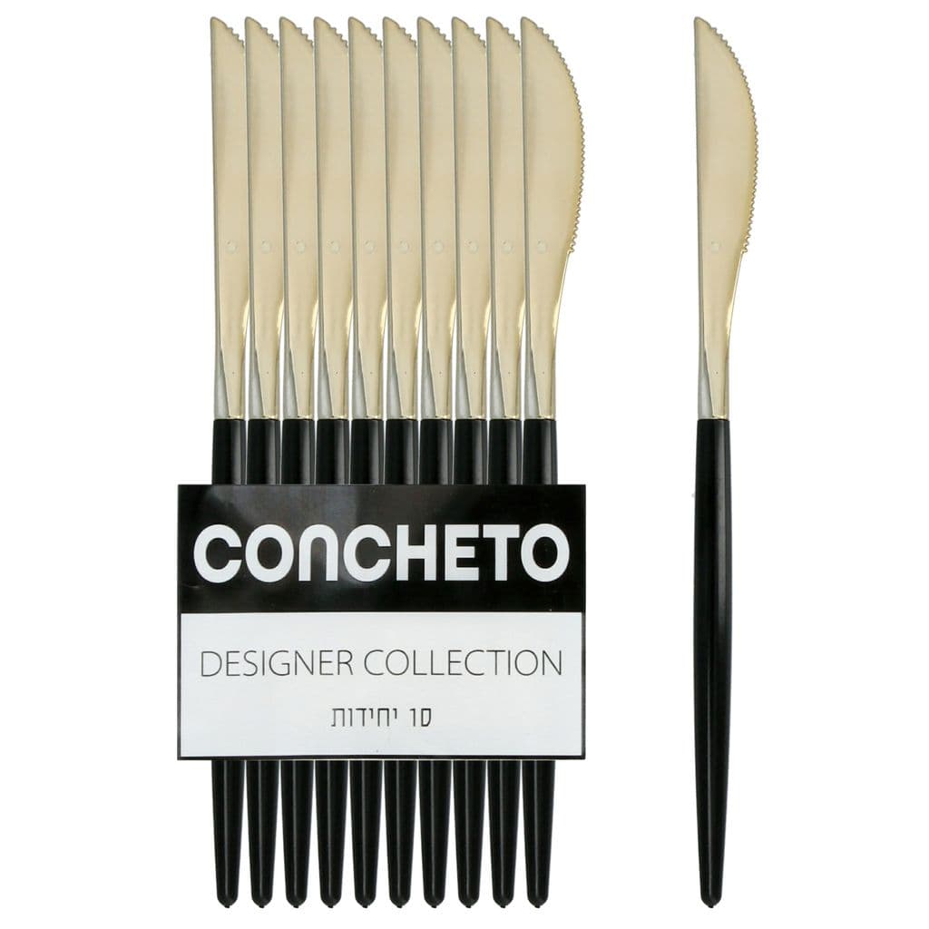 סכין 10 יח' שחור זהב