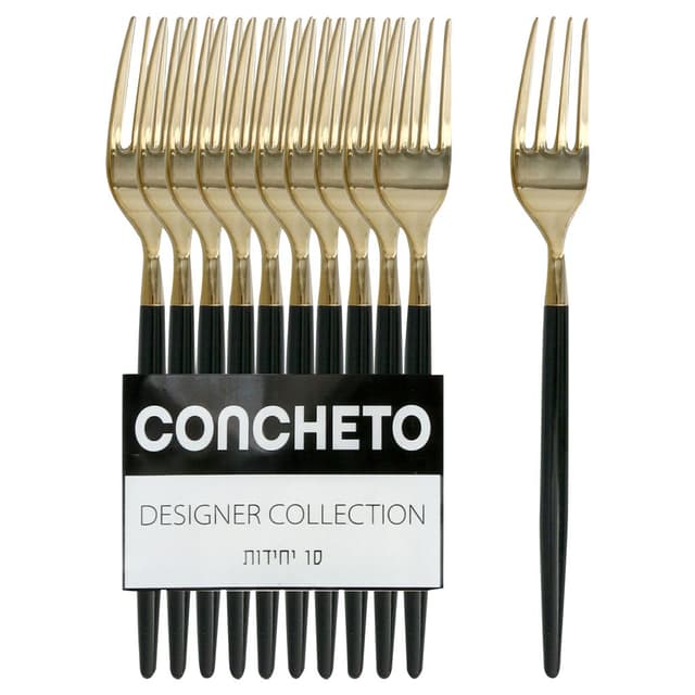 מזלג 10 יח' שחור זהב