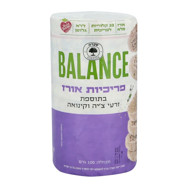 פריכיות אורז צ`יה וקינואה 100גר