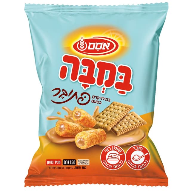 במבה במילוי קרם פתיבר 150 גר`-אסם