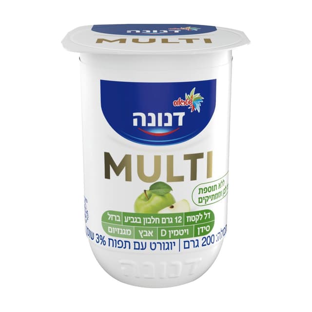 דנונה יוגורט מולטי תפוח 200 גר`