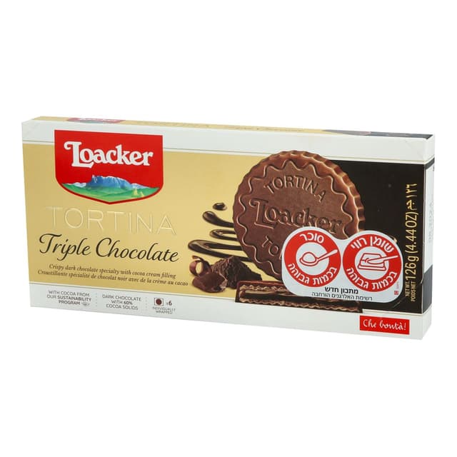 טורטינה טריפל שוקולד מריר 125 גר לואקר