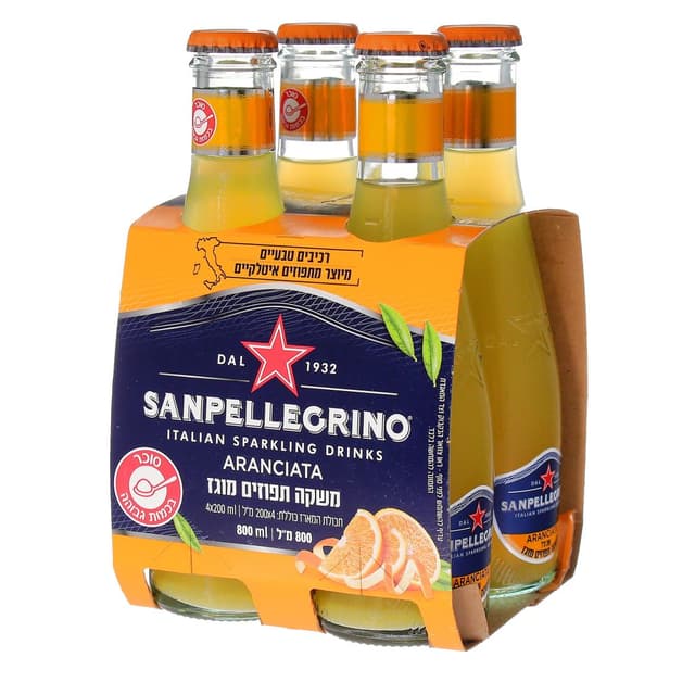 רביעיית סן פלגרינו תפוז 4*200 מ"ל