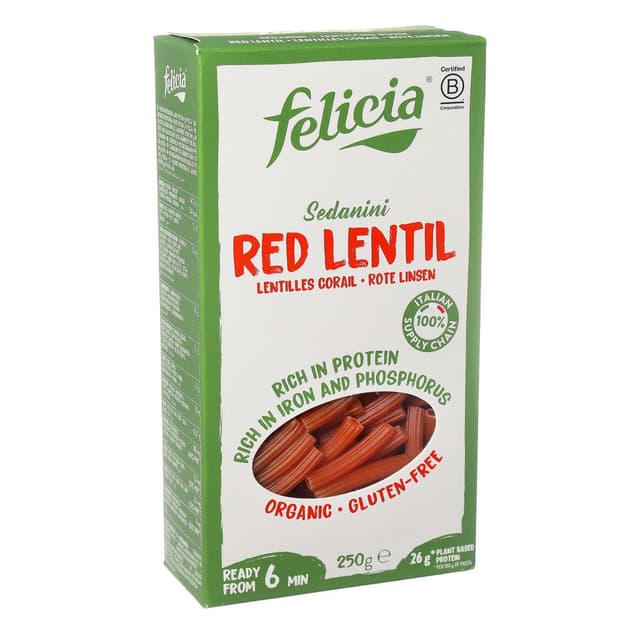 פליסיה פסטה סדניני עדשים אורגני 250 גרם