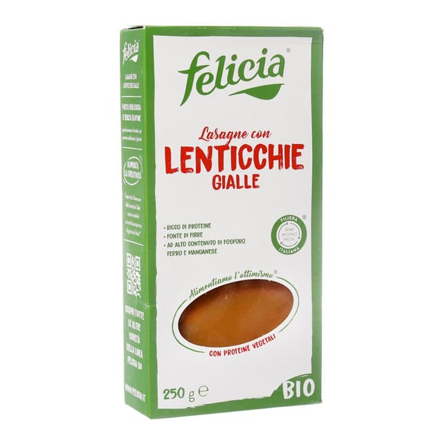 לזניה עדשים צהובות פליסיה 250 גרם