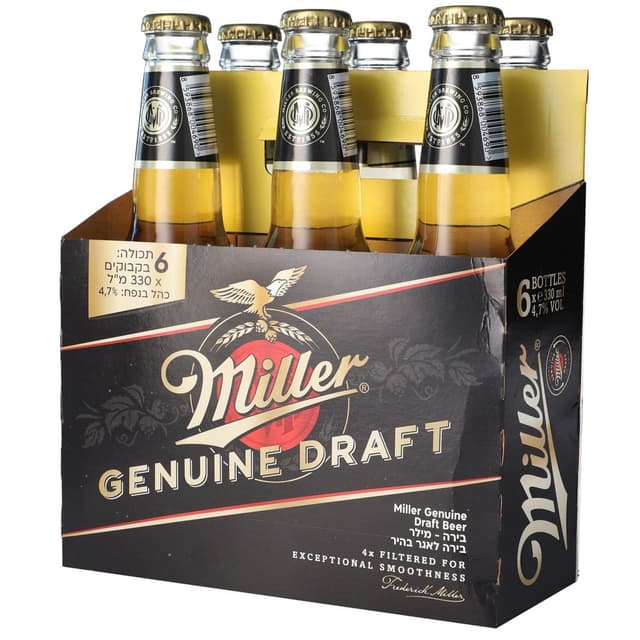 שישיית בירה מילר בקבוק 6*330 מ"ל