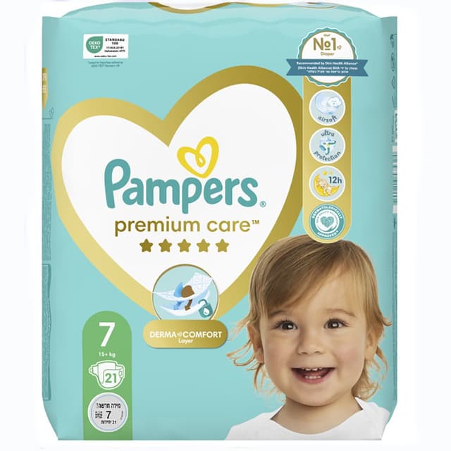 פמפרס פרימיום חיתולים שלב 7 21 יח