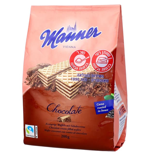 וופלים מאנר קרם שוקולד 200 גר