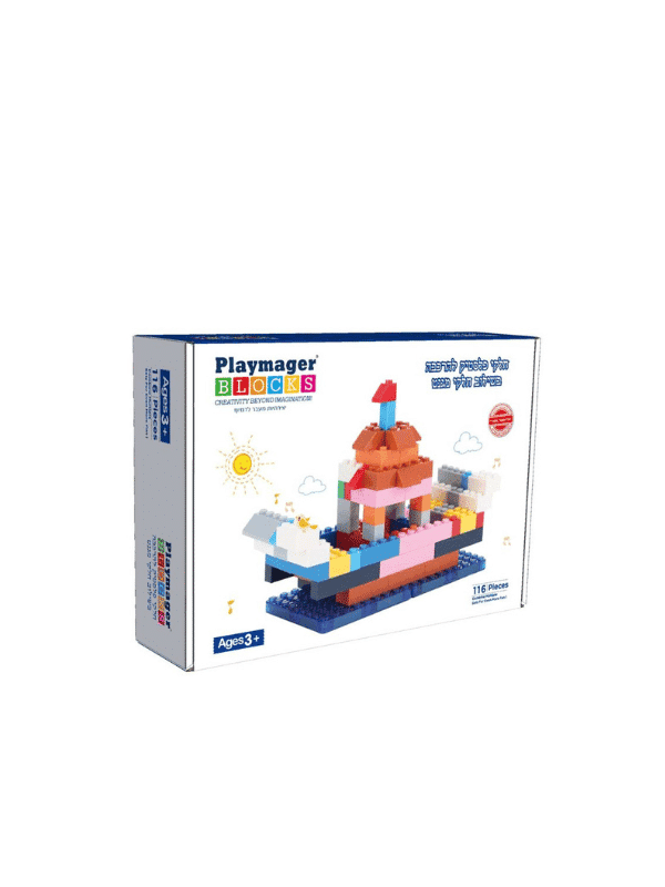 פליימאגר משחק מגנטים ופלסטיק דמוי לגו 116 חלקים - מקורי!