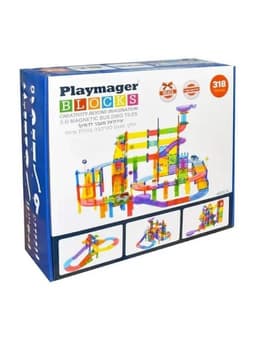 מגה סט לונה פארק ומסלול מכוניות 318 חלקים - פליימאגר מקורי!