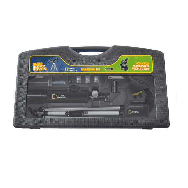 סט מיקרוסקופ 40X-640X טלסקופ 50/360 נשיונל ג'יאוגרפיק - במזוודה